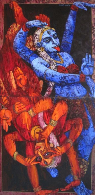 376x770 Durga Kali Painting By Ashis Kabasi Durga, Acrylics - Kali Painting