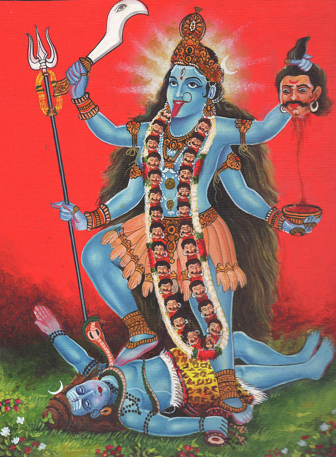 662x900 Goddess Kali Mata God Shiv,aadishakti, Miniature Painting Of India - Kali Painting
