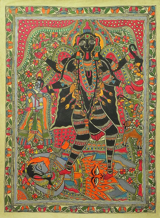 661x900 Goddess Kali Standing On Lord Shiva - Kali Painting