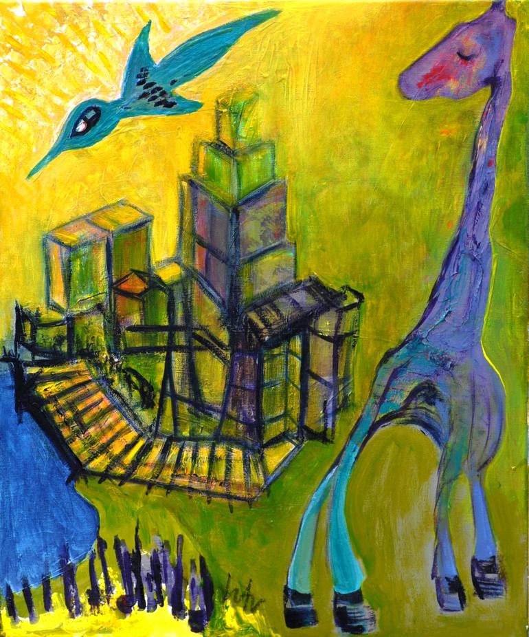 770x926 Saatchi Art The Kamikaze Bird (Kamikazefuglen) Painting By Hanne - Kamikaze Painting