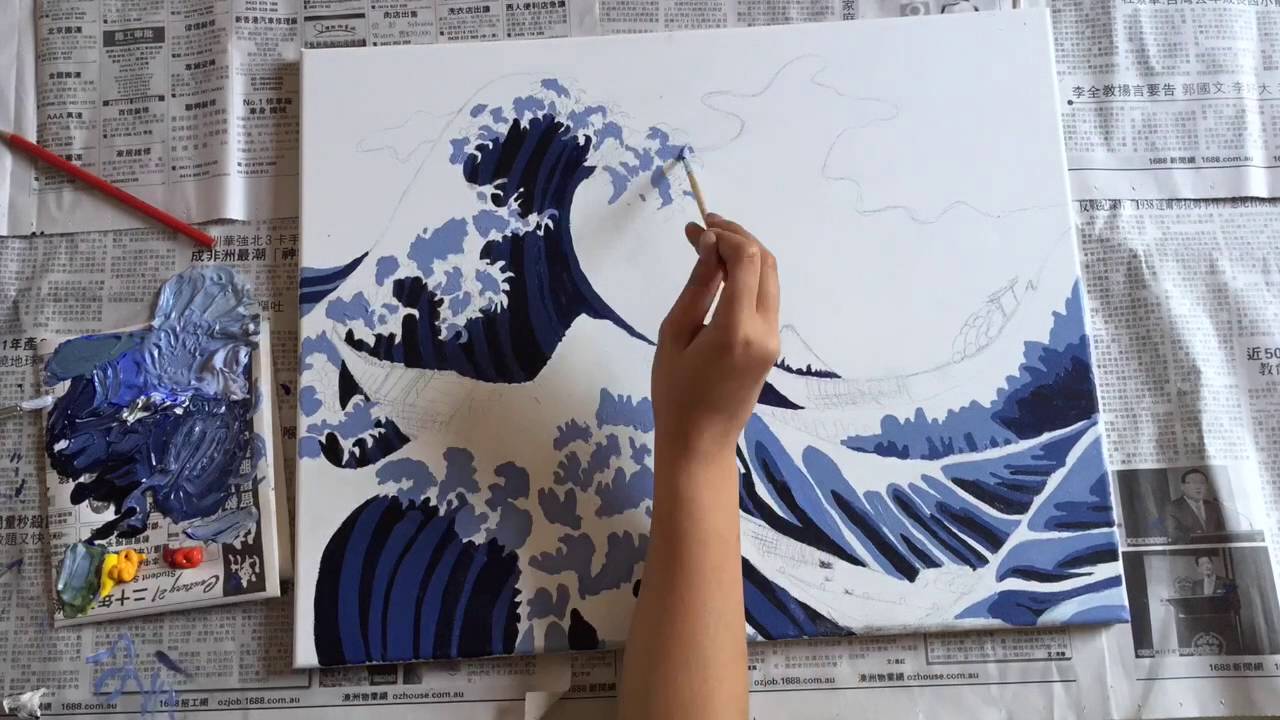 1280x720 Time Lapse The Great Wave Off Kanagawa Painting - Kanagawa Painting