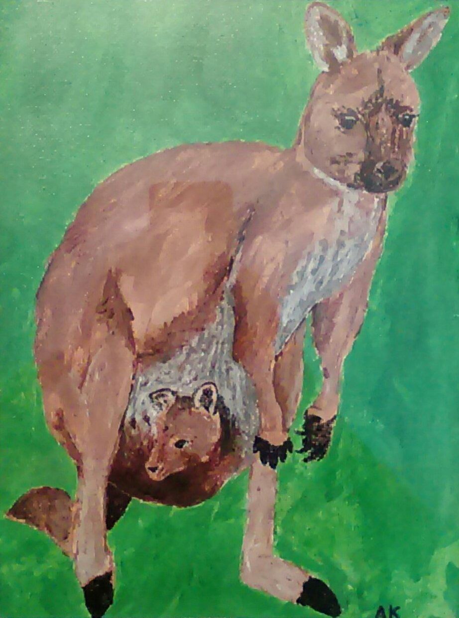 922x1242 Mother Amp Baby Kangaroo Acrylic Painting By Amanda Kroll Art - Kangaroo Painting