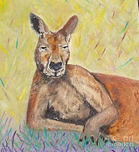 275x300 Red Kangaroo Paintings Fine Art America - Kangaroo Painting