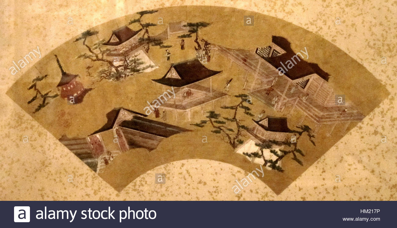 1300x747 View Of Kyoto', Fan Painting By Kano Motohide, Japanese Late 16th - Kano Painting