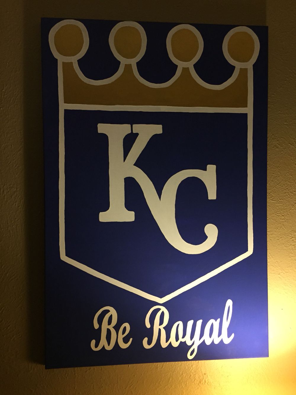 1000x1334 Kansas City Royals Canvas! Blue Background With Gold Crown, White - Kansas City Royals Painting