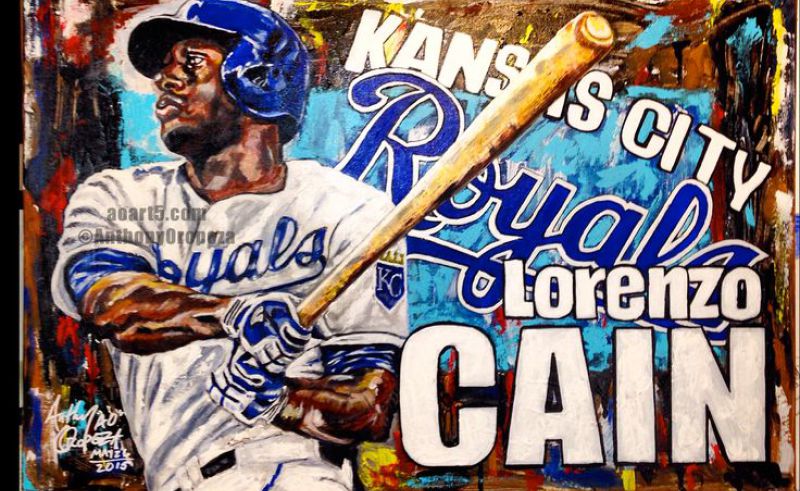 800x491 Salvador Perez Kansas City Royals Painting By Ao 2'X3' Acrylic - Kansas City Royals Painting