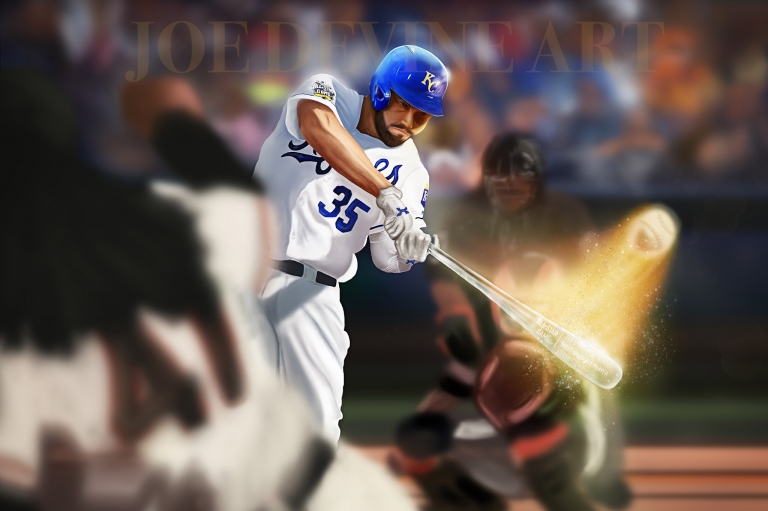 768x511 Hosmer Mash Digital Sports Paintings Kansas City Art By Joe - Kansas City Royals Painting