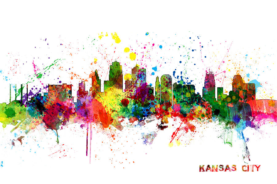 900x600 Kansas City Skyline Digital Art By Michael Tompsett - Kansas City Skyline Painting
