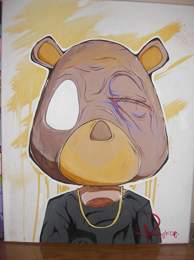 674x900 Kanye West Bear Rendition Painting By Rackoe Rako - Kanye Painting