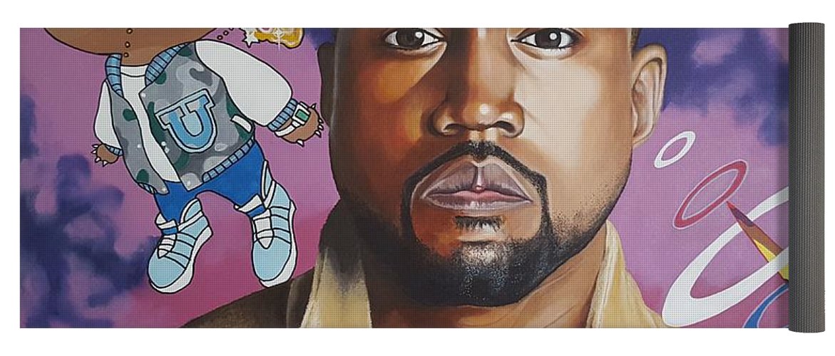 1171x500 Kanye West Graduation Portrait Acrylic Painting Yoga Mat For Sale - Kanye Painting