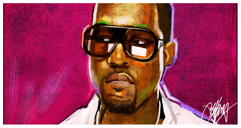 825x440 Kanye West Hip Hop Painting By Kyle Lambert - Kanye Painting