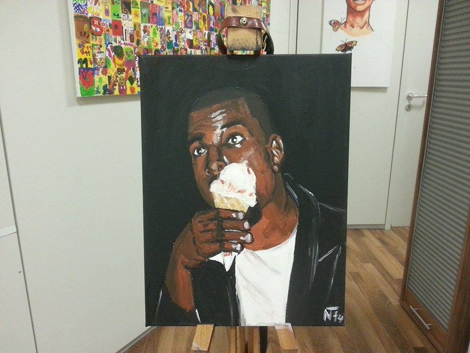 960x720 Kanye West Eating Icecream Painting - Kanye Painting