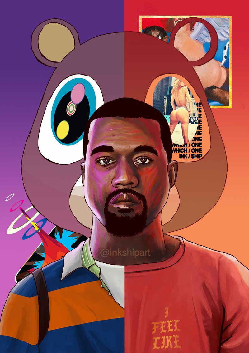 800x1131 Kanye West Evolution Poster Inkship Art Inkship - Kanye West Canvas Painting