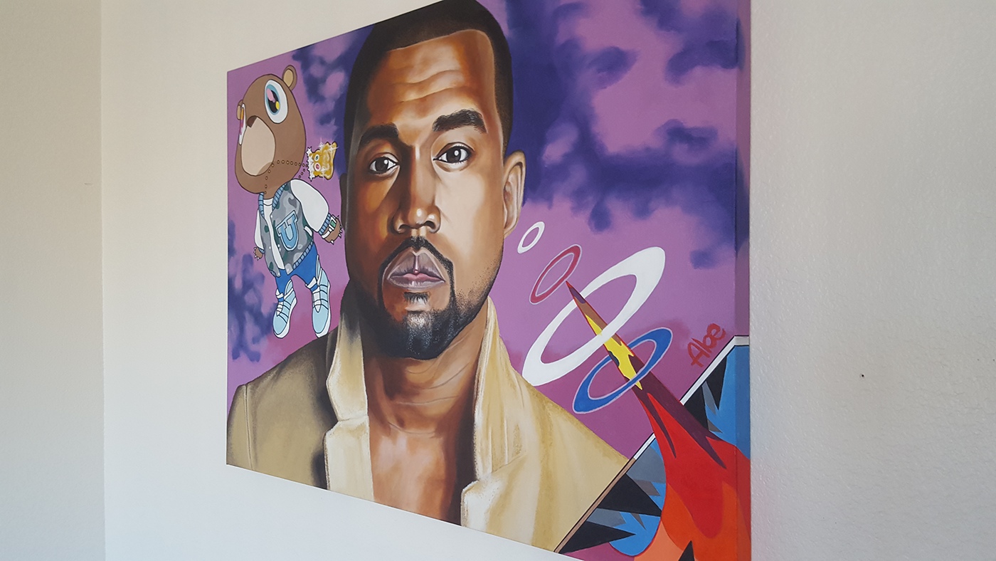 1400x788 Kanye West Graduation Portrait, Acrylic Painting On Behance - Kanye West Canvas Painting