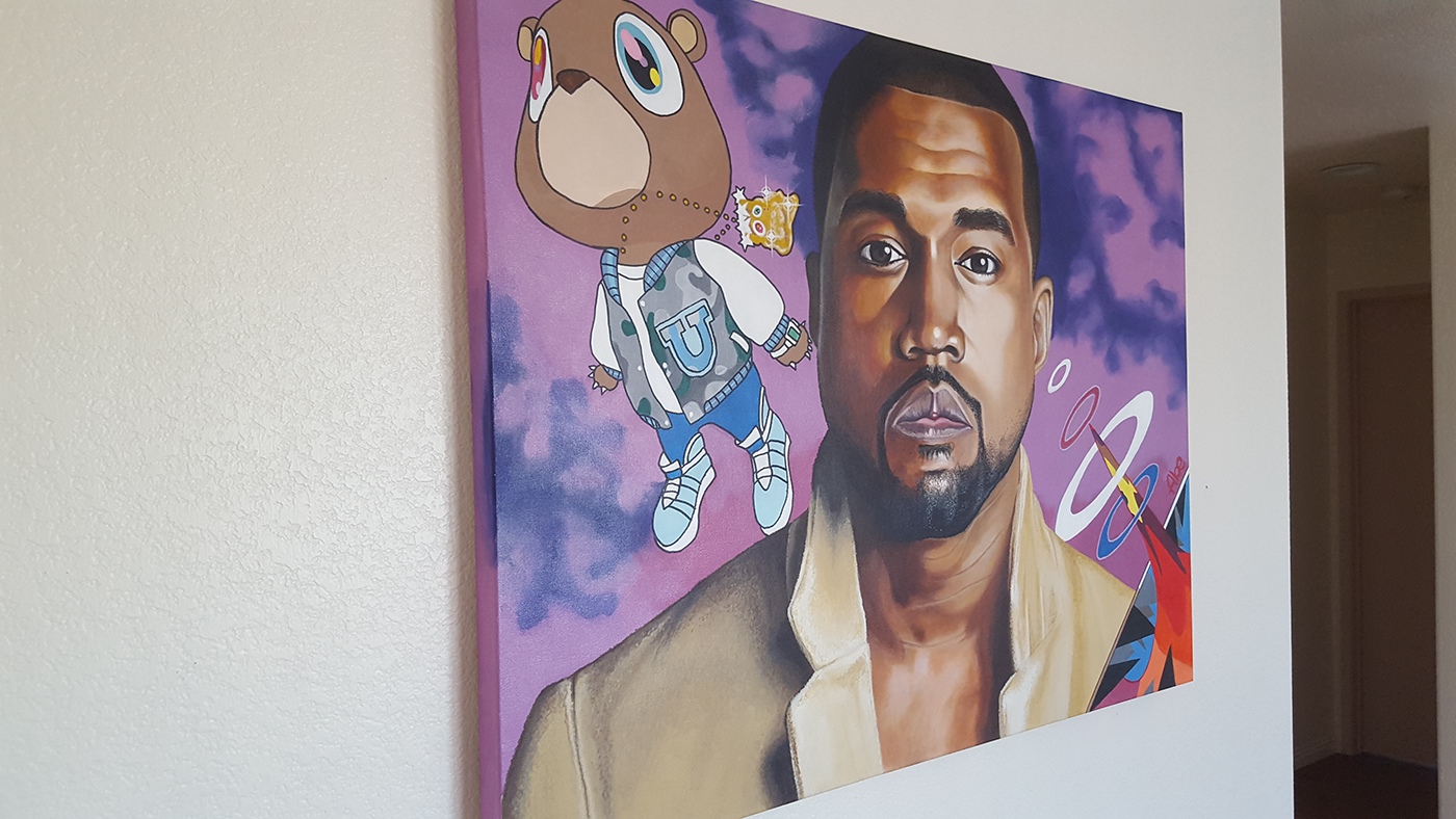 1400x788 Kanye West Graduation Portrait, Acrylic Painting On Behance - Kanye West Graduation Painting