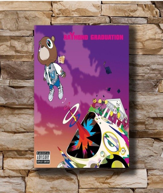 541x640 N2087 Kanye West Graduation Cute Bear Rap Hiphop Album Music 8x12 - Kanye West Graduation Painting