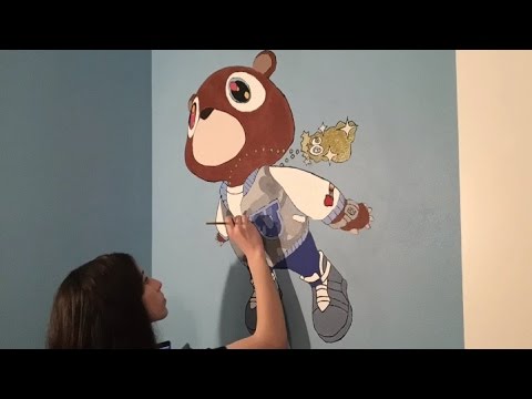 480x360 Painting Kanye's Graduation Bear On My Wall! - Kanye West Graduation Painting
