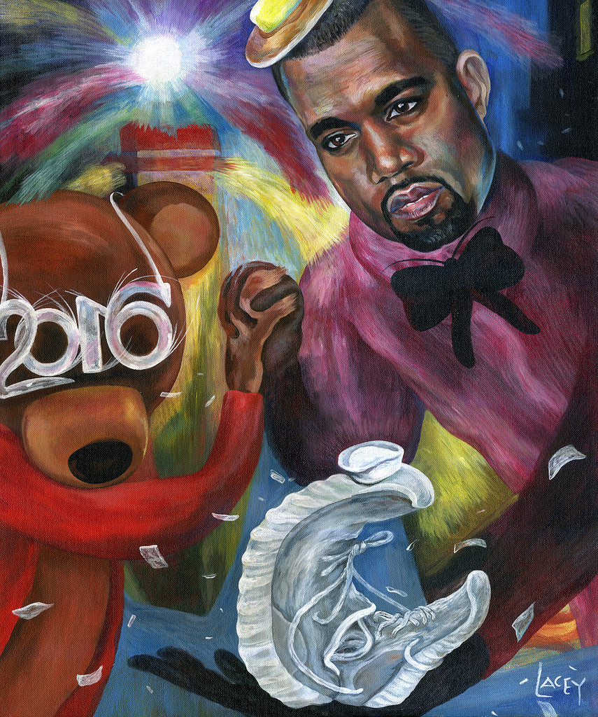 855x1024 Kanye West 2016 Happy New Year A Painting Of Kanye West - Kanye West Painting