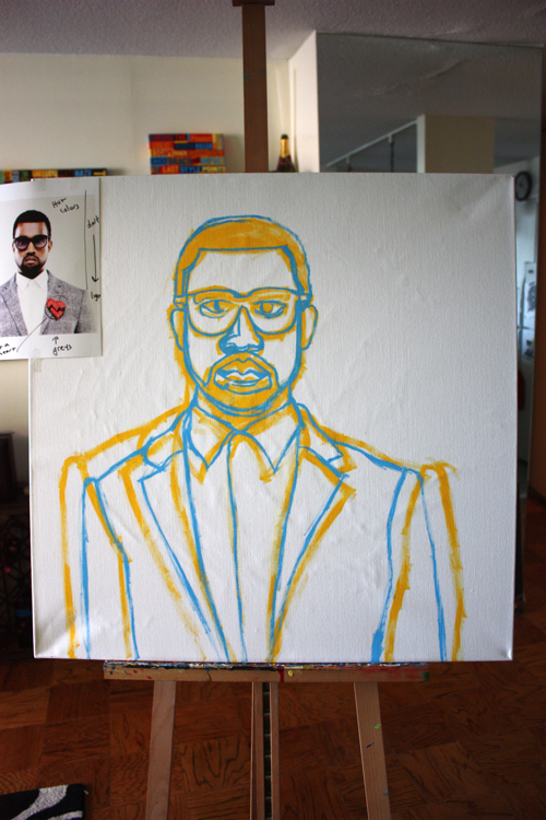 500x750 Painting Process Kanye West, Eyes More Red Than The Devil Is - Kanye West Painting