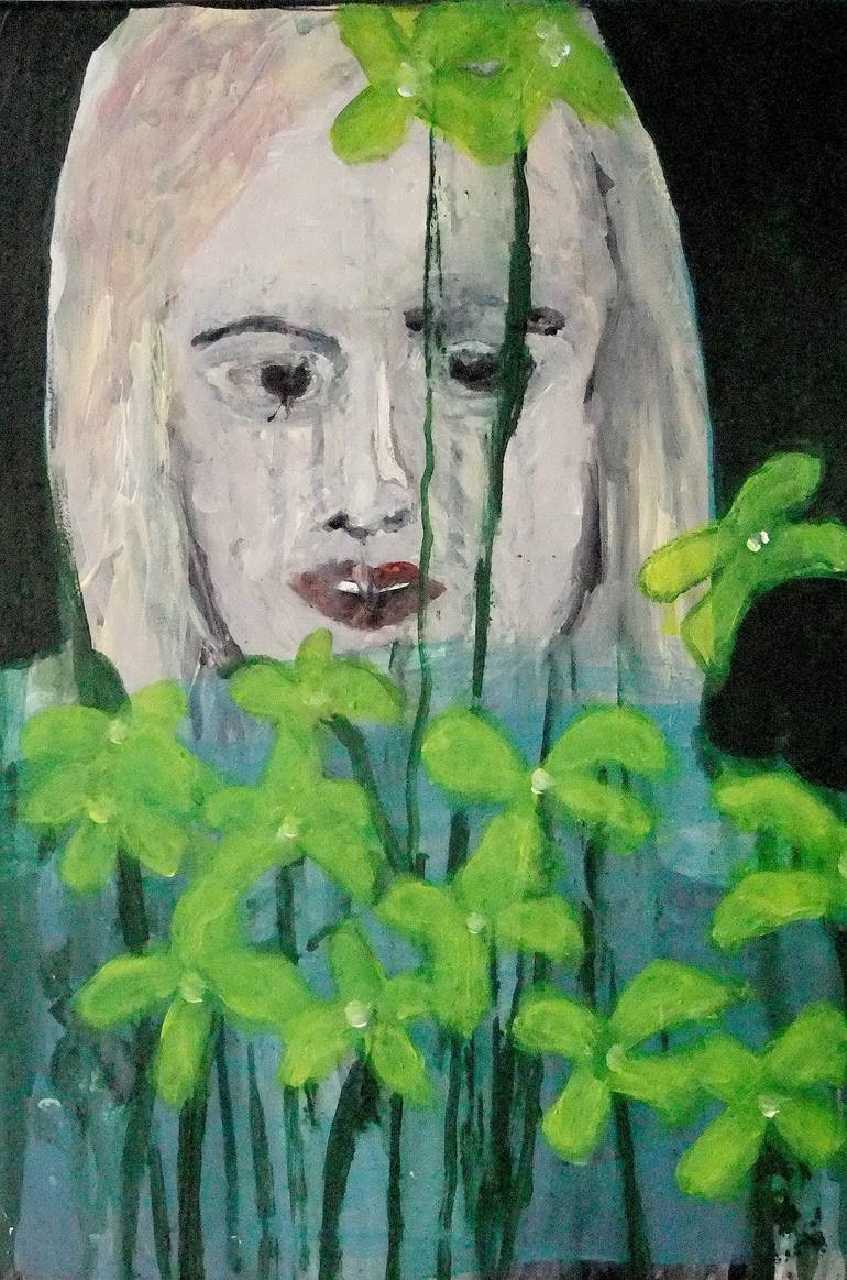 770x1163 Saatchi Art Woman With Flowers Painting By Kappa - Kappa Painting