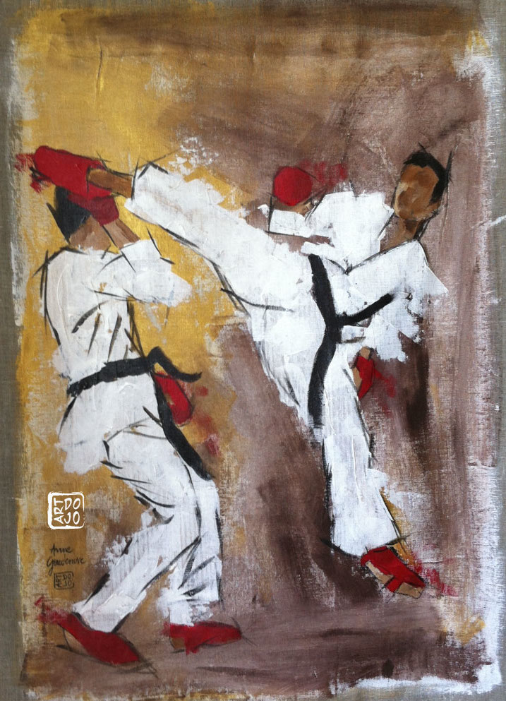 717x993 Martial Art Painting Karate Art Dojo Anne Goudenove - Karate Painting