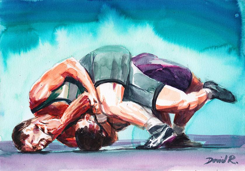 839x587 208 Of Just Move Olympic Wrestling Grappling Painting David - Karate Painting