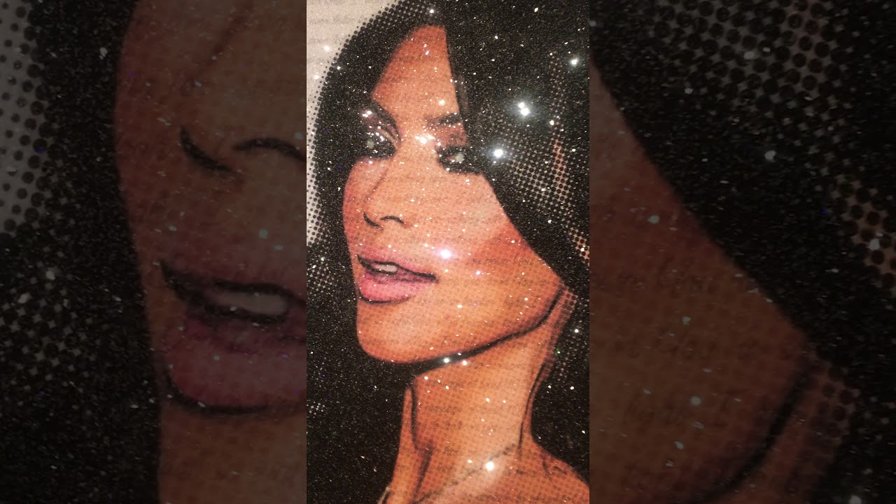 1280x720 Kim Kardashian Hand Painting Acrylic On Canvas, Swarovski Crystal - Kardashian Painting