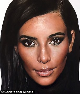 306x358 Kim Kardashian Fan Christopher Minafo Spends 50 Hours Painting - Kardashian Painting