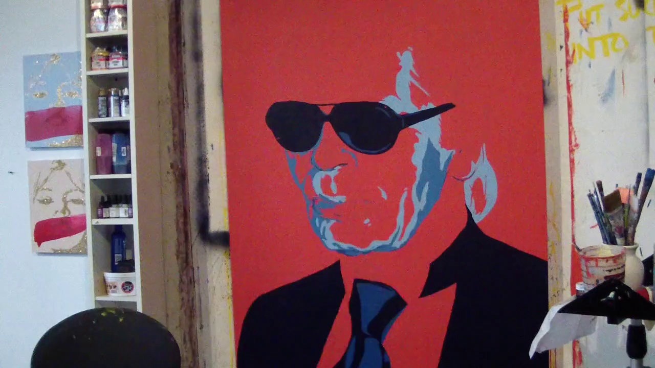 1280x720 Painting Karl Lagerfeld Artist Jeremy Penn - Karl Lagerfeld Painting