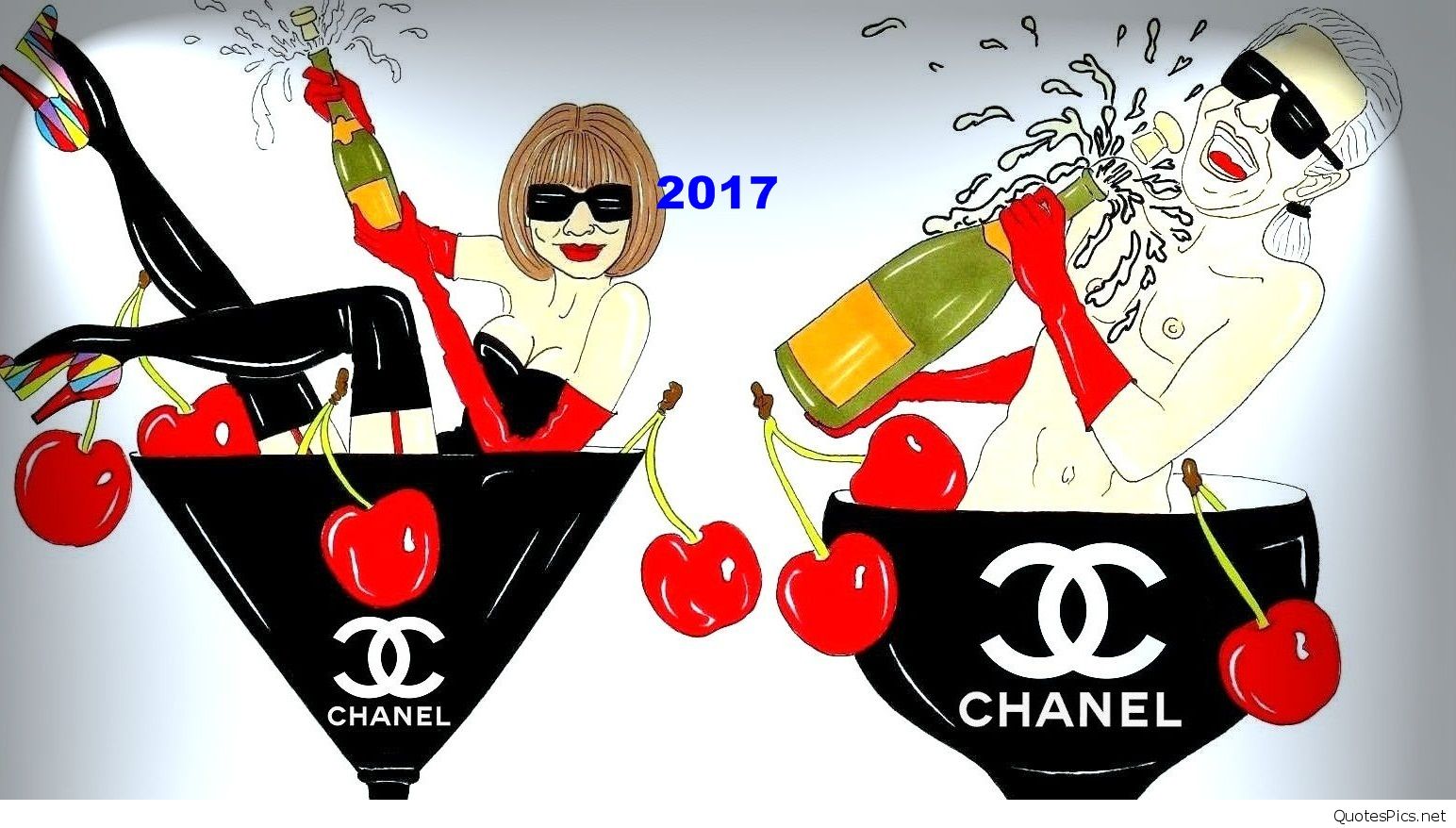 1544x878 Anna Wintour And Unkle Karl Lagerfeld Happy New Year Vogue Chanel - Karl Lagerfeld Painting