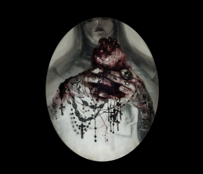 700x600 Kat's Hands Print ~the Painting On Exhibit Is Oil On Panel 24 X 20 - Kat Von D Oil Painting