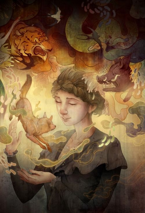 500x733 By Corinne Reid Wolves Kat Von, Wolf Illustration - Kat Von D Painting