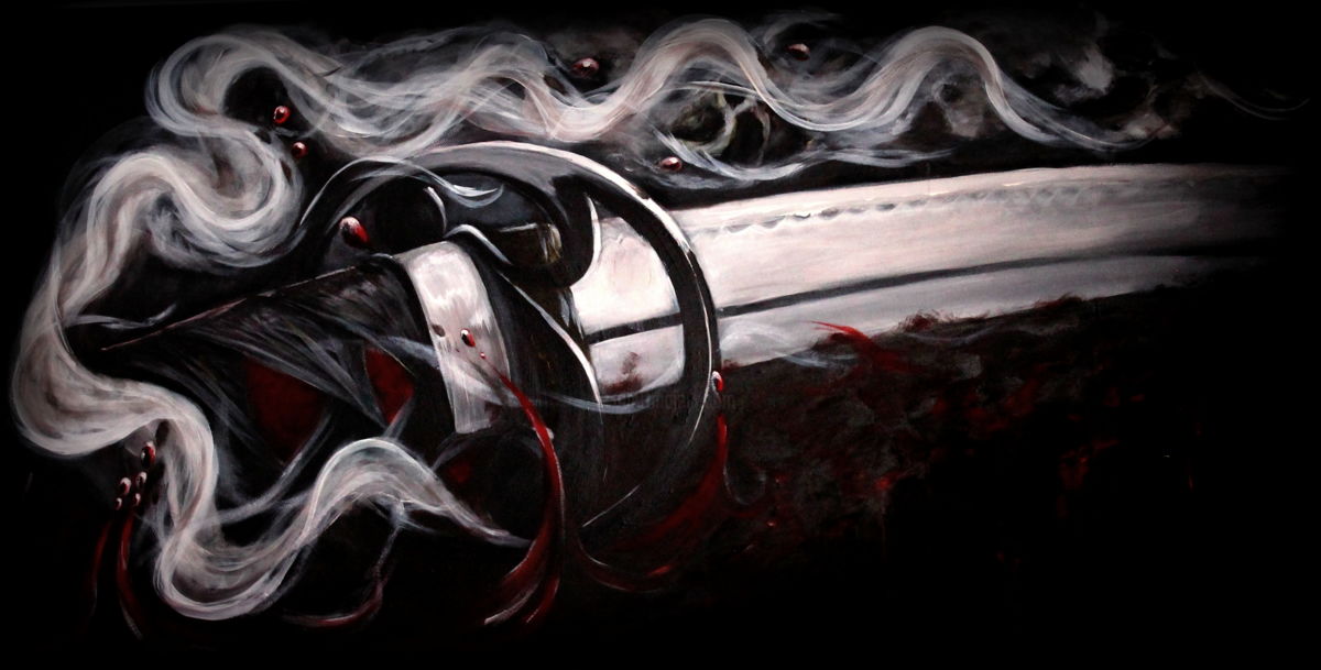 1200x609 Spirit Of Old Katana (Veronika Dika) - Katana Painting