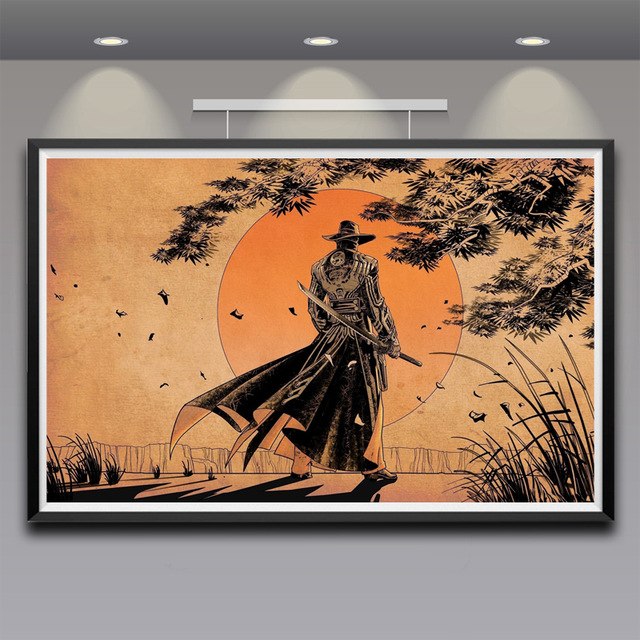 640x640 Artwork Men Samurai Katana Sun Trees Leaves Hat Shadow Grass Art - Katana Painting