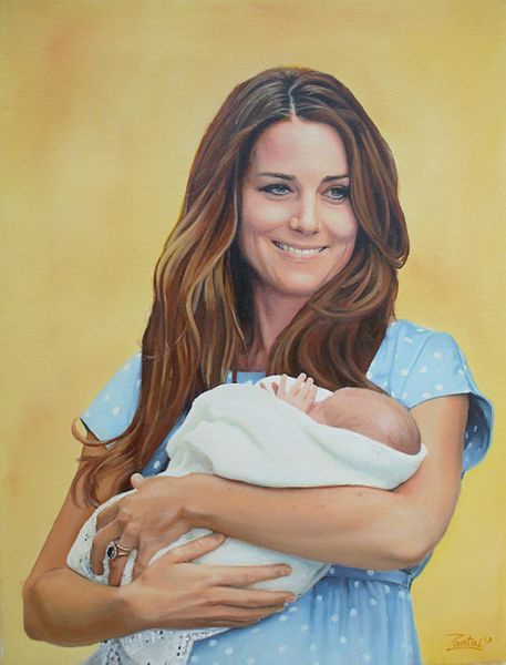 457x600 Future King Of England, Baby Prince George, Christened - Kate Middleton Painting