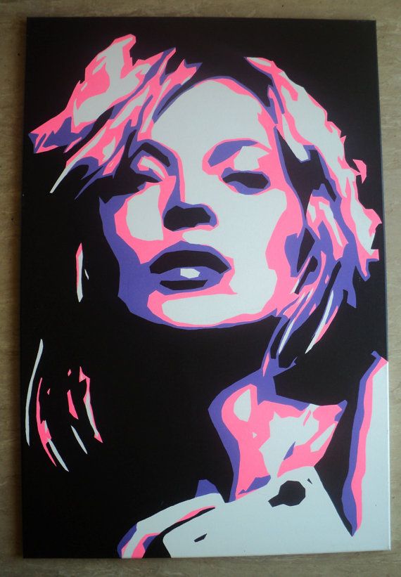 570x821 Kate Moss Pop Art Canvas Painting Xl Canvases - Kate Moss Painting
