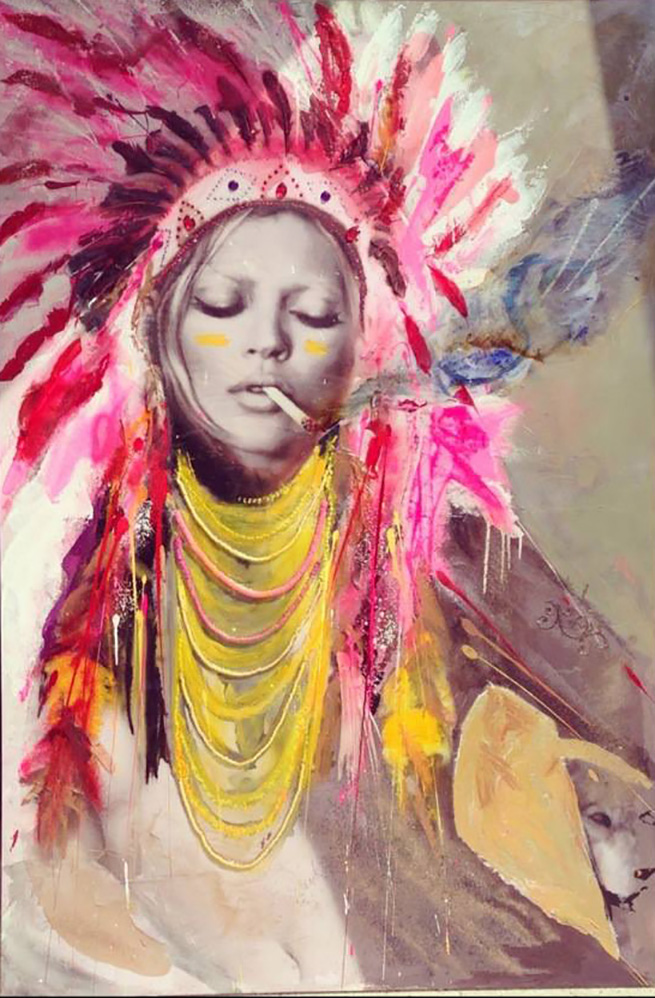 655x998 Kate Moss Boho Painting Julie Mimran - Kate Moss Painting
