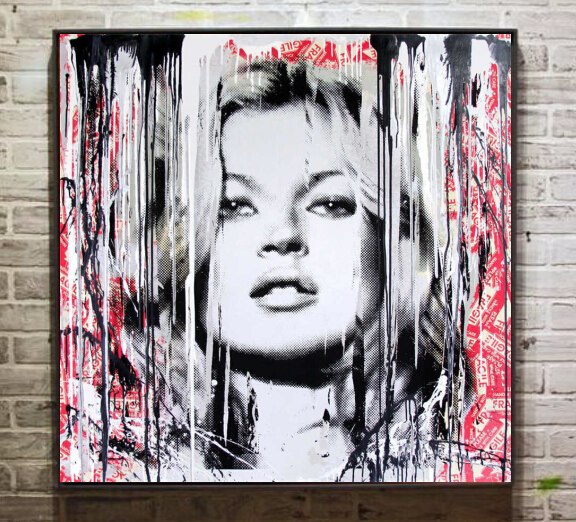 576x522 Modern Urban Art Kate Moss Abstract Graffiti Art Oil Painting - Kate Moss Painting