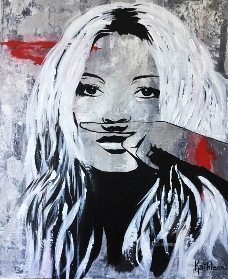 918x1124 Portrait Kate Moss Abstract Painting Art Modern (Kathleen Artist) - Kate Moss Painting