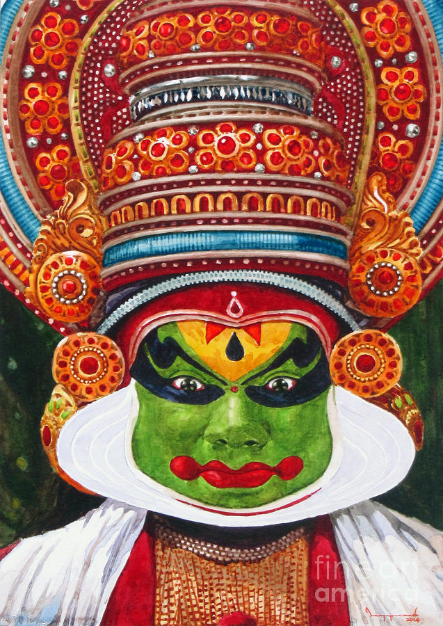 637x900 Kathakali Dancer 2 Painting By Jeyaprakash M - Kathakali Painting