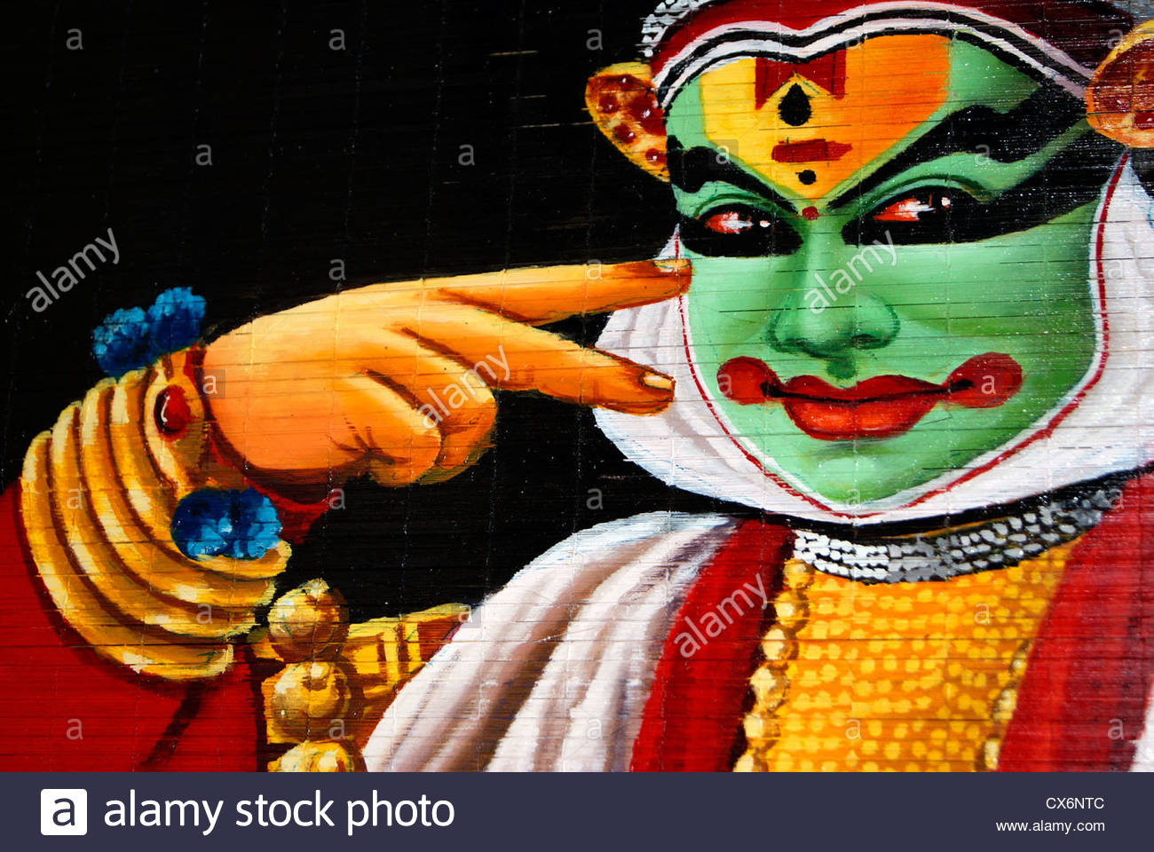 1300x960 Kerala Kathakali Art Form Painted In Bamboo Handcrafted Curtains - Kathakali Painting