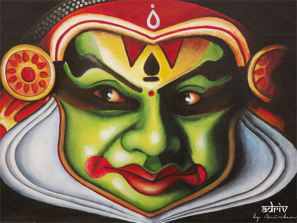 1024x768 Photograph Of Painting Of A Kathakali Dancer In A Shop - Kathakali Painting