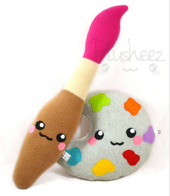 570x656 Painting Brush And Palette Set Kawaii Plush Toys Plushies - Kawaii Painting