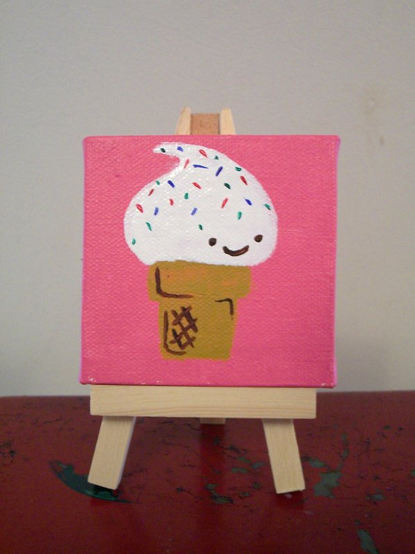 600x800 Kawaii Ice Cream Cone Painting By Abarra01 - Kawaii Painting