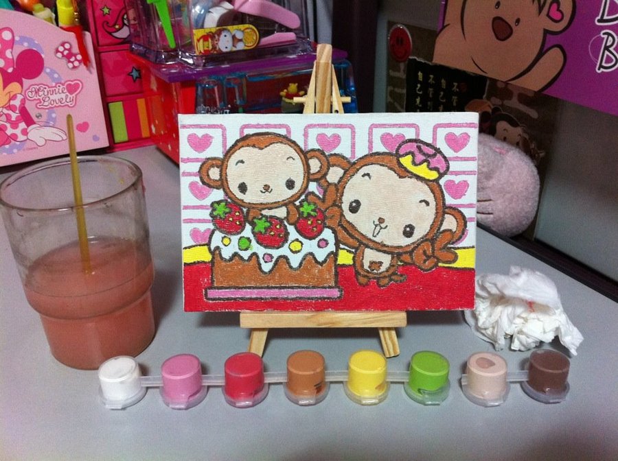 900x672 Kawaii Monkey Painting By Anything234 - Kawaii Painting
