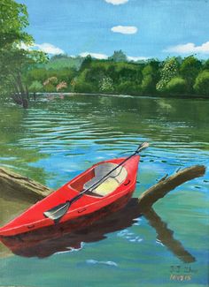 236x325 Original Acrylic On Wood Painting Kayaking By Artzfolk On Etsy - Kayak Painting
