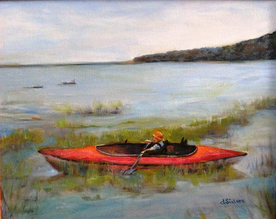 900x714 Boy In Kayak Painting By Dorothy Siclare - Kayak Painting