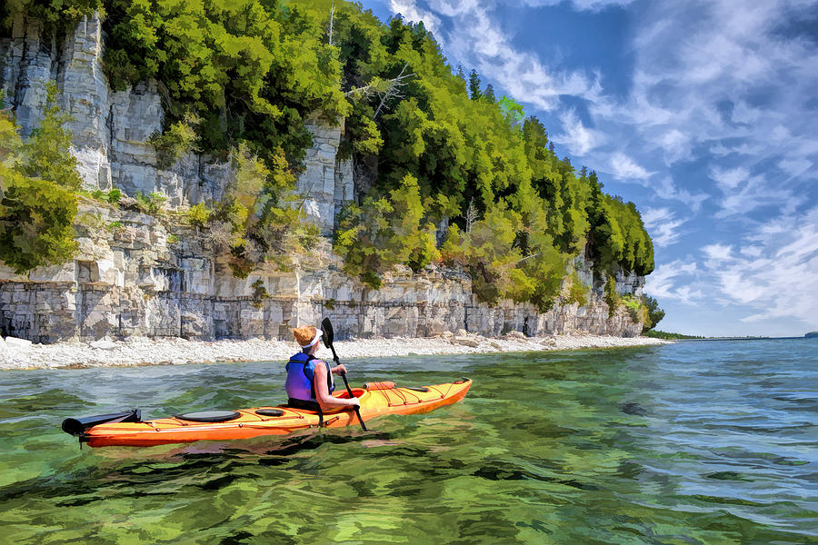 900x600 Door County Kayaking Around Rock Island State Park Painting By - Kayak Painting
