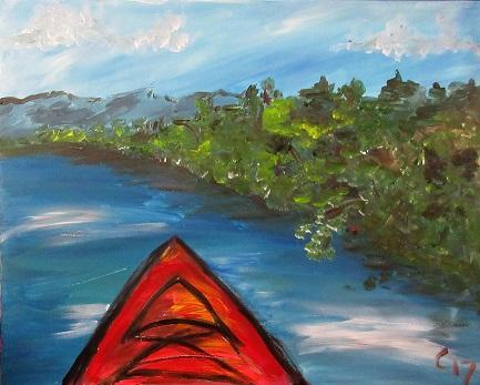 433x347 June 13th Wolf Creek Tavern Kayak On The River - Kayak Painting