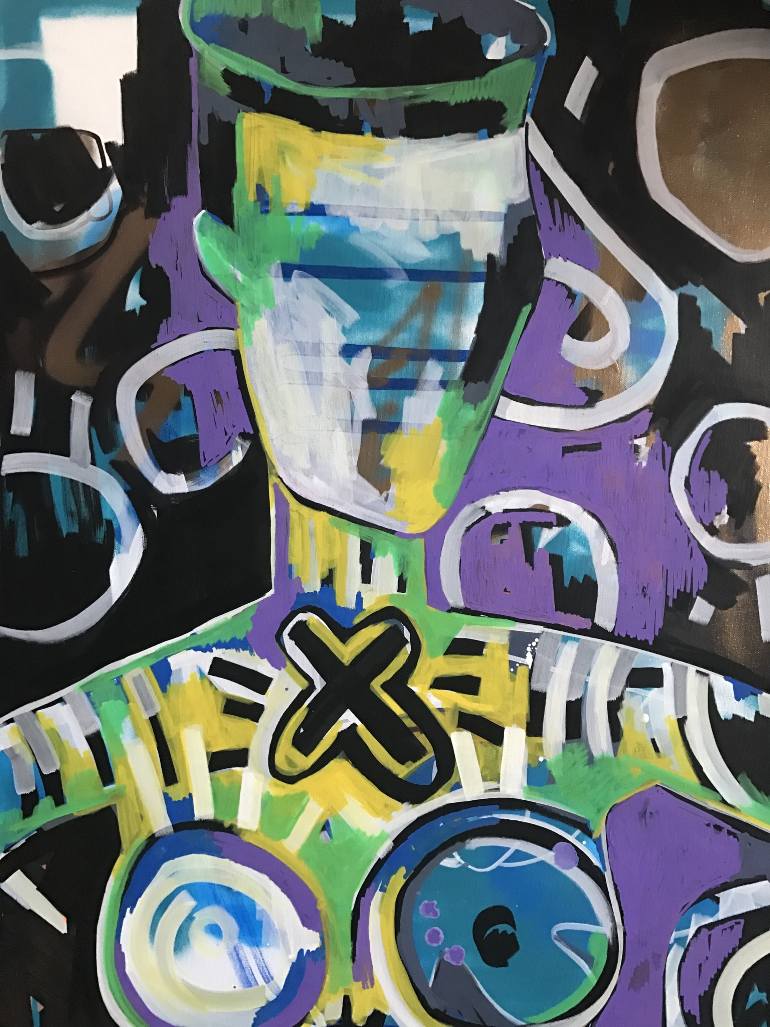 770x1027 Saatchi Art Grace Jones Vs Keith Haring Painting By Grazie Uk - Keith Haring Painting